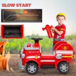 12V Ride on Fire Truck with Siren, Flashing Lights Fire Extinguisher, Soft Start, Horn Music, Red - Image 6