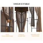 10' x 12' Patio Gazebo with Corner Frame Shelves, Double Roof Outdoor Gazebo Canopy Shelter with Netting, Brown - Image 4