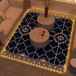 Reversible Outdoor Rug Carpet with LED Lights, 10' x 8' PP Straw Rug with Carry Bag and Ground Stakes - Image 2