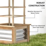 Wooden Raised Garden Bed with Trellis, Galvanized Planter Box Elevated Garden Bed for Garden, Patio, Natural Wood - Image 6