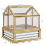 Raised Garden Flower Bed Kit with Greenhouse, Wooden Cold Frame Planter, 35.5" x 31.5" x 36", Natural - Image 3