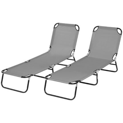 2 Pieces Pool Chaise Lounge Chairs with Folding Lounge Chairs