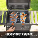 2 Burner Propane Gas Grill, 18000 BTU BBQ Grill with Wheels, Warming Rack, Shelf, Thermometer, Grease Cup, Black - Image 4