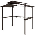 8 x 5ft Hardtop Grill Gazebo with Double Metal Roof, 2 Side Shelves and 4 Cup Holders for Patio Backyard Lawn Deck