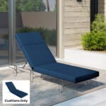 Chaise Lounge Cushion, 4" Thick Outdoor Lounge Chair Cushions with Ties for Patio, 26" x 80 ", Navy Blue - Image 2