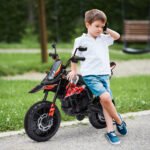 12V Aprilia Licenced Kids Motorcycle with Training Wheels, Spring Suspension, LED Light, USB, Music - Image 2
