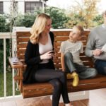 3-Seater Swing Bench, Wooden Porch Swing with Cupholders, Hanging Chains for Patio Garden, Carbonized - Image 8