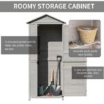 Wooden Garden Cabinet 4-Tier Storage Shed Lockable Organizer w/ Foot Pad Handle - Image 4