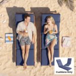 Outdoor Chaise Lounge Cushions Set of 2 with 6 Ties, High-Density Foam, for Patio and Poolside, Navy Blue - Image 8
