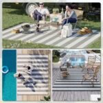 Reversible Outdoor Rug, 9' x 12' Waterproof Plastic Straw Floor Mat, Portable RV Camping Carpet, Large Floor Mat for Backyard, Deck, Picnic, Beach, Gray & White Striped - Image 5