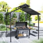 8 x 5ft Hardtop Grill Gazebo with Double Metal Roof, 2 Side Shelves and 10 Hooks for Patio Backyard Lawn Deck - Image 2