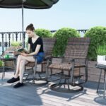 Wicker Rattan Swivel Patio Glider Chair Set of 2, Outdoor Glider Chair with Steel Frame, High Back, Brown - Image 2