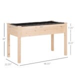 Raised Garden Bed with Legs, 48" x 22" x 30", Elevated Wooden Planter Box, Self-Draining with Bed Liner for Vegetables, Herbs, and Flowers Backyard, Patio, Balcony Use, Natural - Image 3