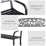 50" 2-Person Garden Bench Loveseat with Cast Iron Decorative Welcome Vines, Outdoor Patio Bench for Backyard, Porch, Entryway - Image 5