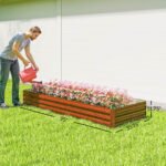 95" x 36" x 12" Galvanized Raised Garden Bed, Easy DIY and Cleaning for Growing Flowers, Herbs, Succulents, Natural Wood - Image 3