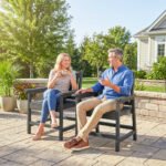 2 Piece All-Weather Patio Chairs, HDPE Patio Dining Chair Set, Heavy Duty Wood-Like Outdoor Furniture, Gray - Image 8