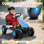 Kids Go Kart, Pedal Car with Adjustable Seat, EVA Wheels, Brake, for Boys & Girls Aged 3-8 Years Old, Blue - Image 6