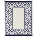 Reversible Outdoor Rug, Waterproof Plastic Straw with Carry Bag, 8' x 10', Blue & White Gourd Border