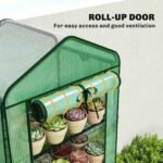 Mini Greenhouse with Screen Roof, 5 Tier Portable Small Greenhouse with High Strength PE Cover, Green - Image 7