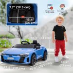 Electric Car for Kids, 12V Licensed Audi RS E-tron GT 3.1 MPH Kids Ride on Car, Ride-on Toy with Remote Control, 4 Suspension Wheels, Horn, Music, Lights, for Boys and Girls, Blue - Image 3