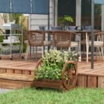 Wooden Wagon Planter Box, 3-Tier Raised Garden Bed, for Vegetables Flowers Herbs, 25" x 24" x 23" - Image 2