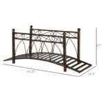 3.3' Metal Arch Zen Garden Bridge with Safety Siderails, Decorative Footbridge, Delicate Scrollwork & Corner Spheres for Stream, Fish Pond, Bronze - Image 3