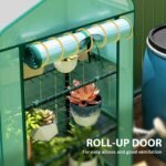 Mini Greenhouse with Screen Roof, 4 Tier Portable Small Greenhouse with High Strength PE Cover, Green - Image 7