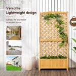 Wooden Raised Garden Bed with Trellis, Outdoor Planter Box with Drainage Crevices for Climbing Vine Plants Flowers, 24" x 12" x 49" - Image 8
