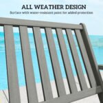 2-Person Foldable Wood Outdoor Bench with Backrest and Armrests for Garden, Porch, Park, Balcony, Gray - Image 6