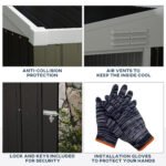4' x 8' Lean to Garden Storage Shed, Outdoor Metal Tool House with Lockable Door Vents for Backyard Patio Lawn, Gray - Image 7