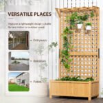 Wood Planter with Trellis for Vine Climbing, Raised Garden Bed, Privacy Screen for Backyard, Patio, Yellow - Image 6