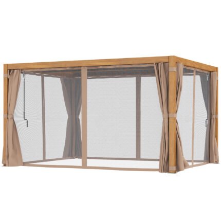 Retractable Pergola, 10' x 13', with Curtains and Netting and Canopy