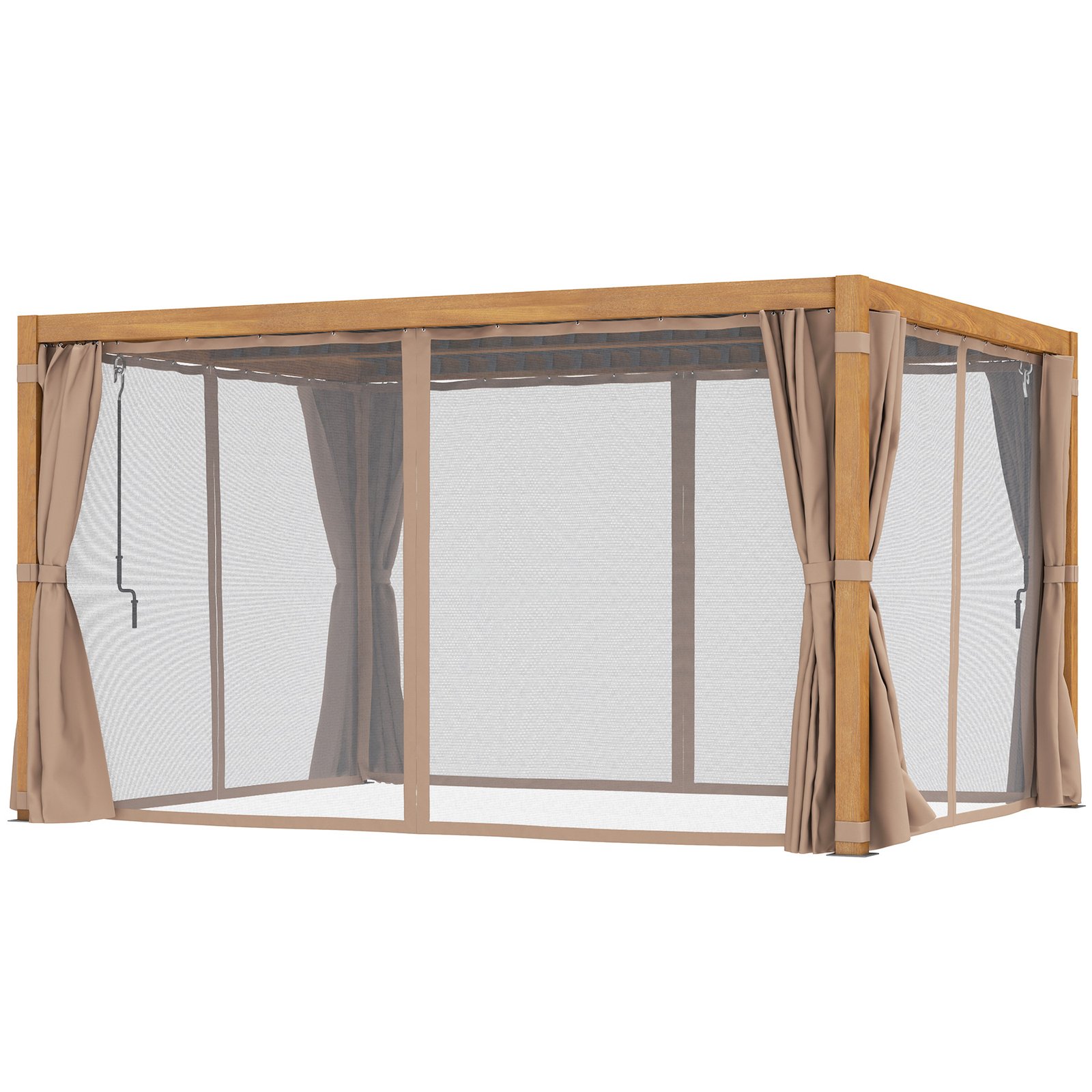 Zyb84419545da078f.jpg 10' x 13' Outdoor Retractable Pergola w/ Sun Shade Louvered Top, Pergola w/ Canopy, Curtains, Netting - Image 1