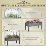 Raised Garden Bed with PE Greenhouse Cover Outdoor Planter Box for Herbs and Vegetables, 48 x 22 x 46 inch, Dark Gray - Image 6