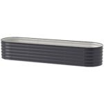 7.9' x 2' x 1.4' Galvanized Raised Garden Bed Kit, Metal Planter Box with Safety Edging, Dark Gray