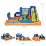 7 in 1 Water Slide w/ Slide Pool Climbing Wall Water Cannon Basketball Hoop Boxing Post Football Stand for 3-8 Years - Image 3