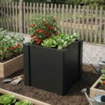 Raised Garden Bed Galvanized Planter Box Outdoor with Gloves for Gardening Vegetables, Flower, Herb, 1.4 x 1.4 x 1.5 ft, Black - Image 2