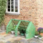 Portable Mini Greenhouse, Outdoor Garden with Large Zipper Doors and Water/UV PE Cover, 6' x 3' x 3', Green - Image 2