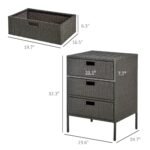 Patio PE Rattan Storage Cabinet, Wicker Pool Cabinet Organizer, Outdoor Towel Rack for Pool with 3 Drawers, Brown - Image 3