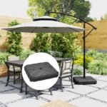 Square Patio Umbrella Base, Cantilever Offset Umbrella Base Heavy Duty Outdoor Umbrella Stand Base, Filled Up to 143lbs with Stand or 130lbs with Water for Garden Poolside - Image 2