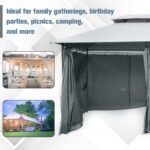10' x 13' Outdoor Soft Top Gazebo Pergola with Curtains, 2-Tier Steel Frame Gazebo for Patio, Sage Gray - Image 6
