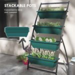 4-Tier Vertical Raised Garden Planter with 4 Boxes, Outdoor Plant Stand Grow Container for Vegetable & Flowers, Green - Image 7