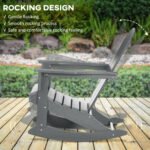Outdoor Rocking Chair, HDPE Adirondack Porch Rocker Chair for Garden, Patio, Light Gray - Image 6