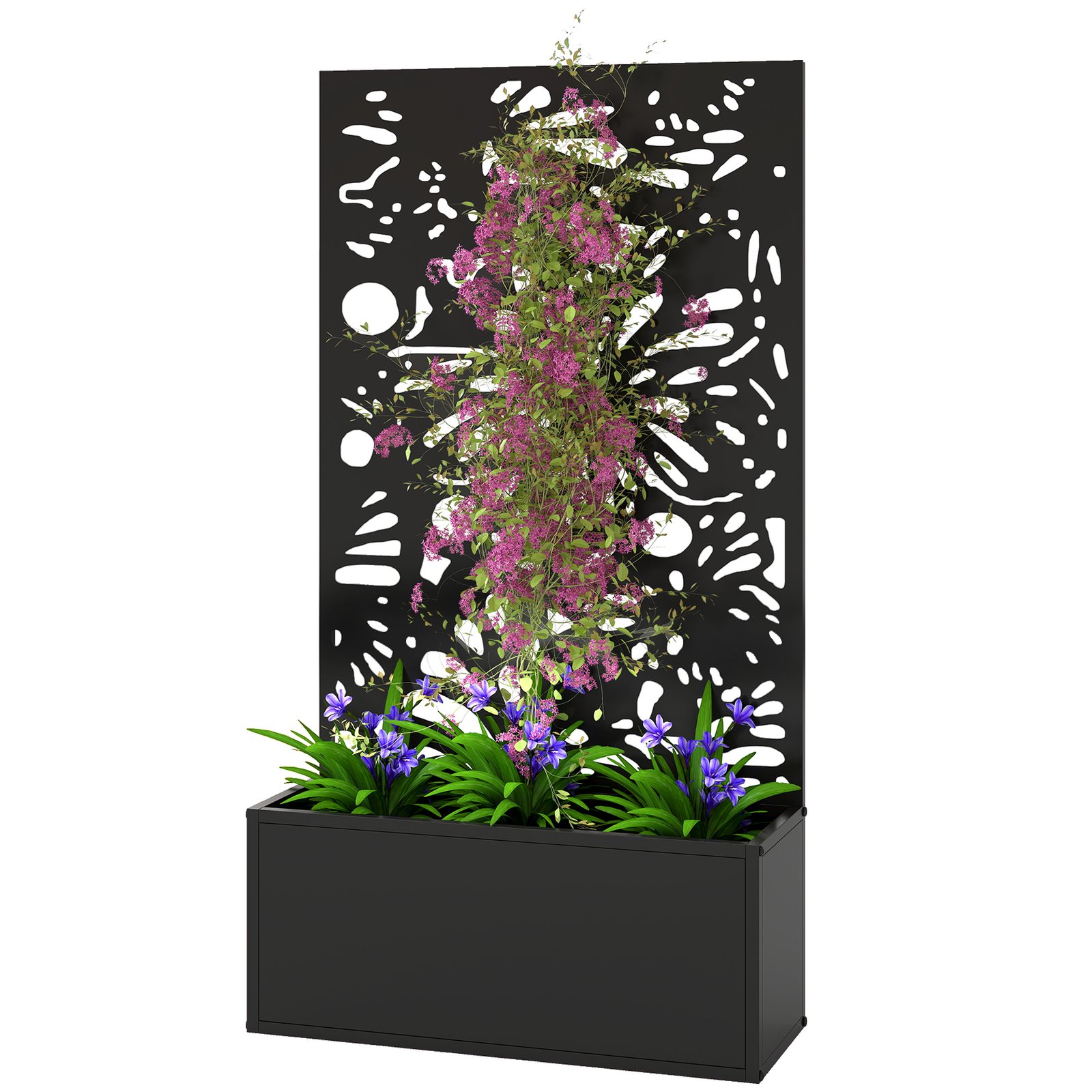 aGddbe19d3e1b81a5.jpg Metal Garden Bed with Trellis for Climbing Plants, Freestanding or Wall Mounted Flower Bed for Garden, Patio, Balcony - Image 1
