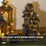 28.3" Solar Water Fountain, 4-Tier Resin Cascading Jars and Stacked Stones Outdoor Waterfall Fountain with LED Lights - Image 4