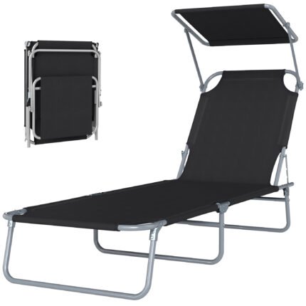 Outdoor Pool Chaise Lounge Chair with Folding Tanning Chair