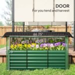Galvanized Steel Planter Box with Crop Cage and Shade Cloth, Raised Garden Bed for Flowers, Veggies and Herbs, Green - Image 6