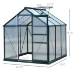 6' x 6' Greenhouse for Outdoors, Polycarbonate Greenhouse with Rain Gutter and Roof Vent, Aluminum Walk-in Green Houses for Outside for Patio Backyard Garden, Dark Green - Image 3