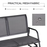 2-Person Outdoor Glider Bench Patio Double Swing Rocking Chair Loveseat w/Power Coated Steel Frame for Backyard Garden Porch, Grey - Image 5