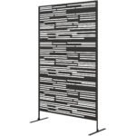 78" H x 48" W Metal Outdoor Privacy Screen, Freestanding Decorative Privacy Fence Screen for Balcony, Black